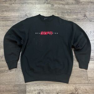 Vintage 90s ESPN SportsCenter Black Embroidered Crewneck Sweatshirt USA Men's L